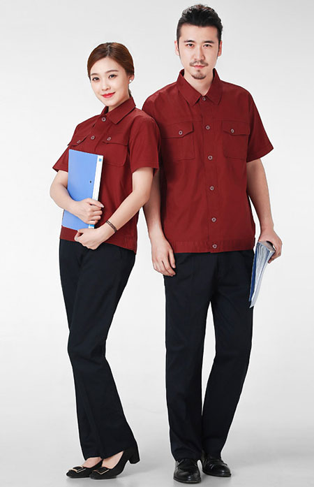 紅色工衣訂制款式模板圖二